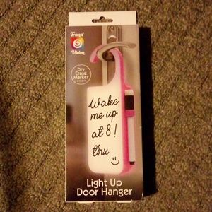🆕 PINK/white LED Light-Up Dry erase MESSAGE board DOOR hanger & marker holder